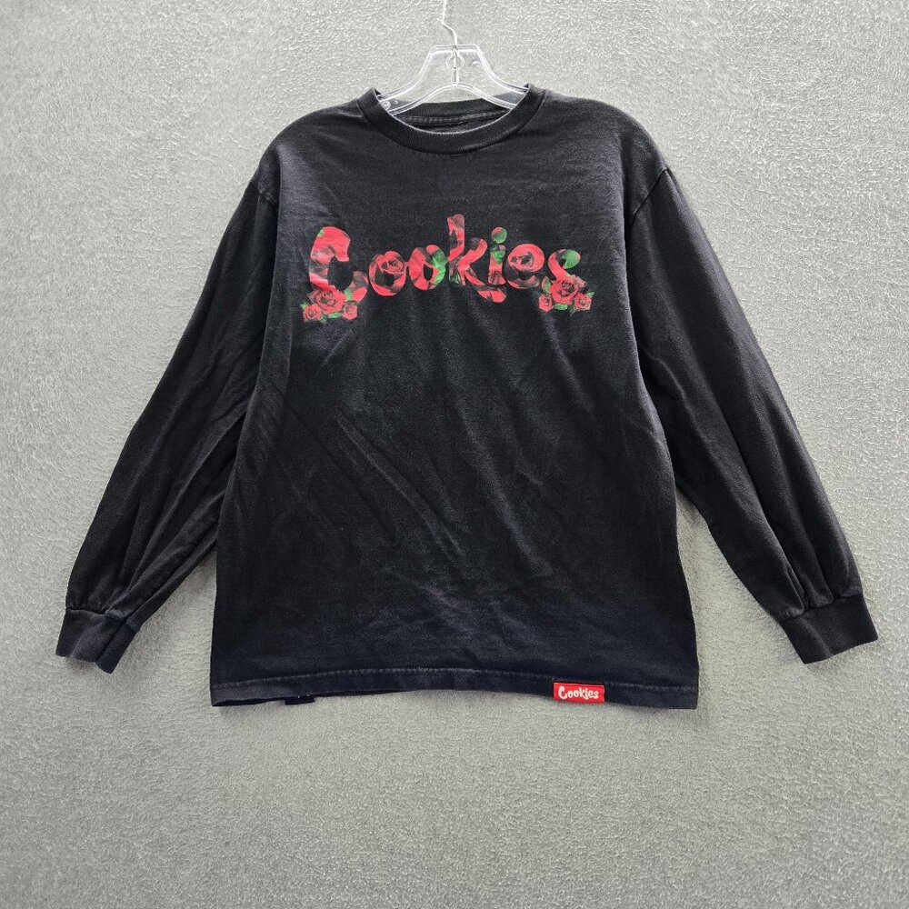 Cookies Sf Men Shirt Medium‎ Black Logo Roses Long Sleeve Tee